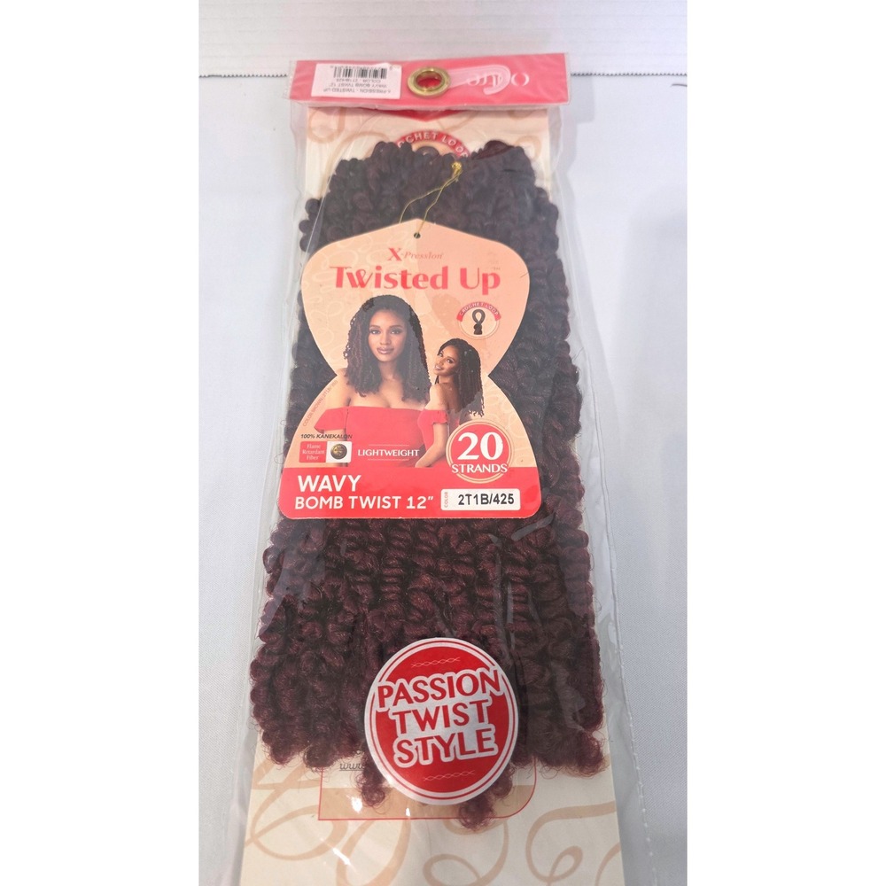 Outre X-Pression Twisted Up Wavy Bomb Twist 12 Inch 2T1B/425 Burgundy 20 Strands